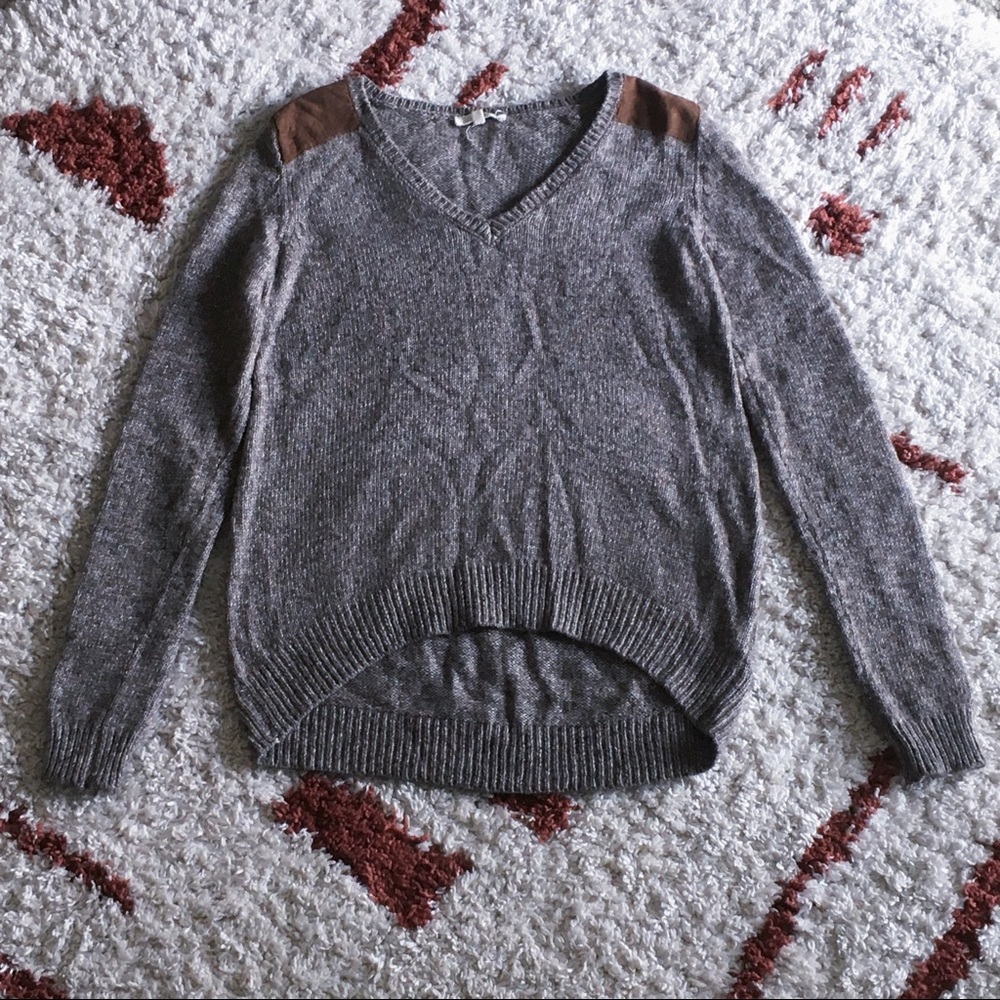 LA Made Faux Suede Shoulder Sweater Tan Size S